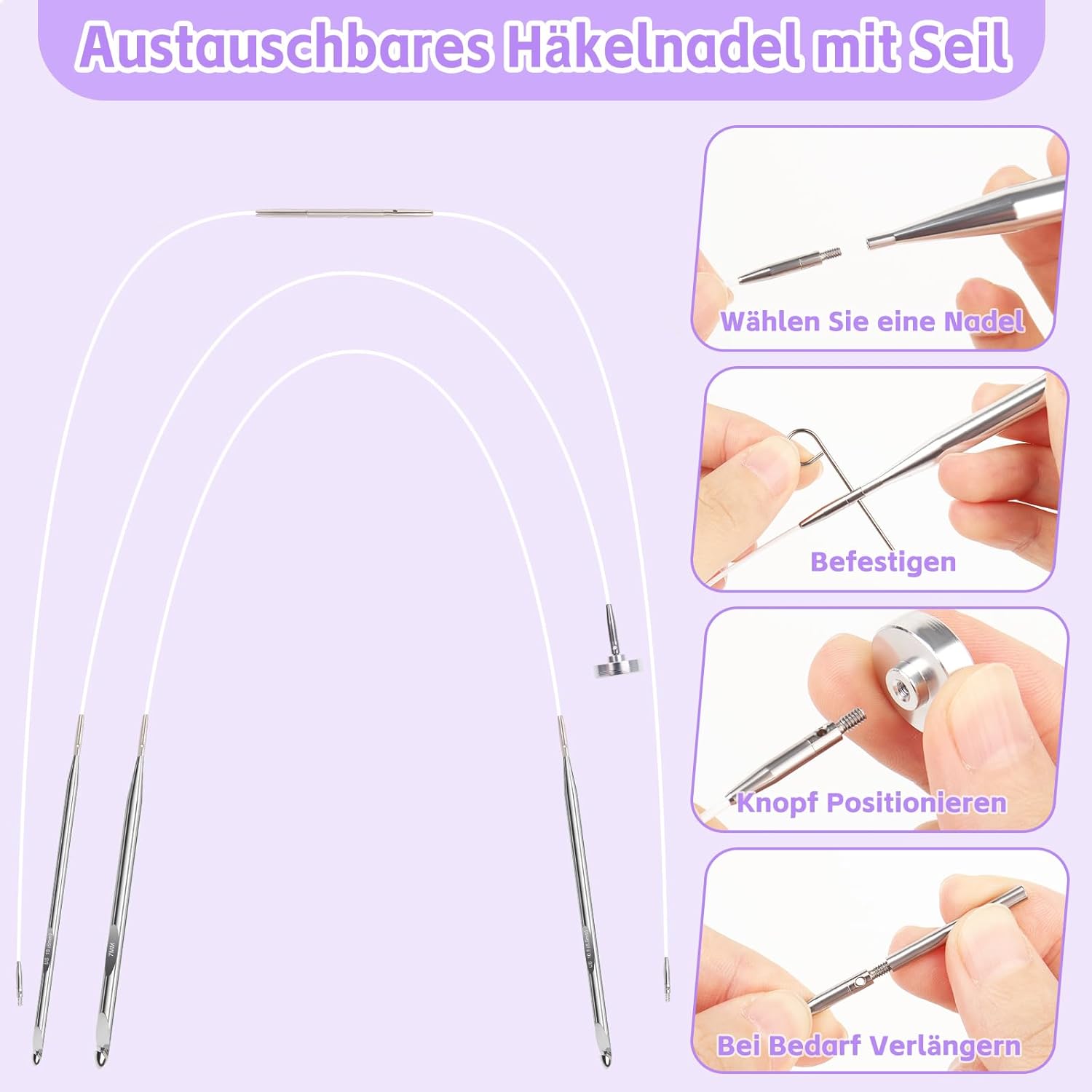 Coopay Set 12 Uncinetti Tunisini Intercambiabili 3-10mm - immagine 4
