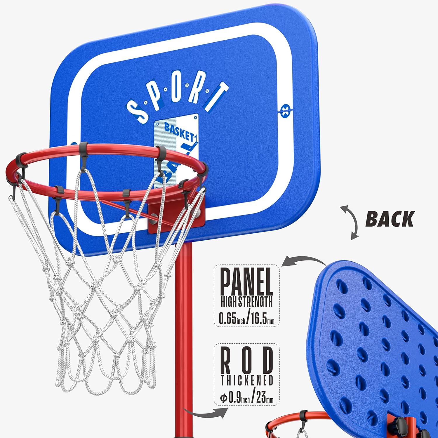 Cestino da Basket con Supporto Regolabile 110-190 cm - immagine 3