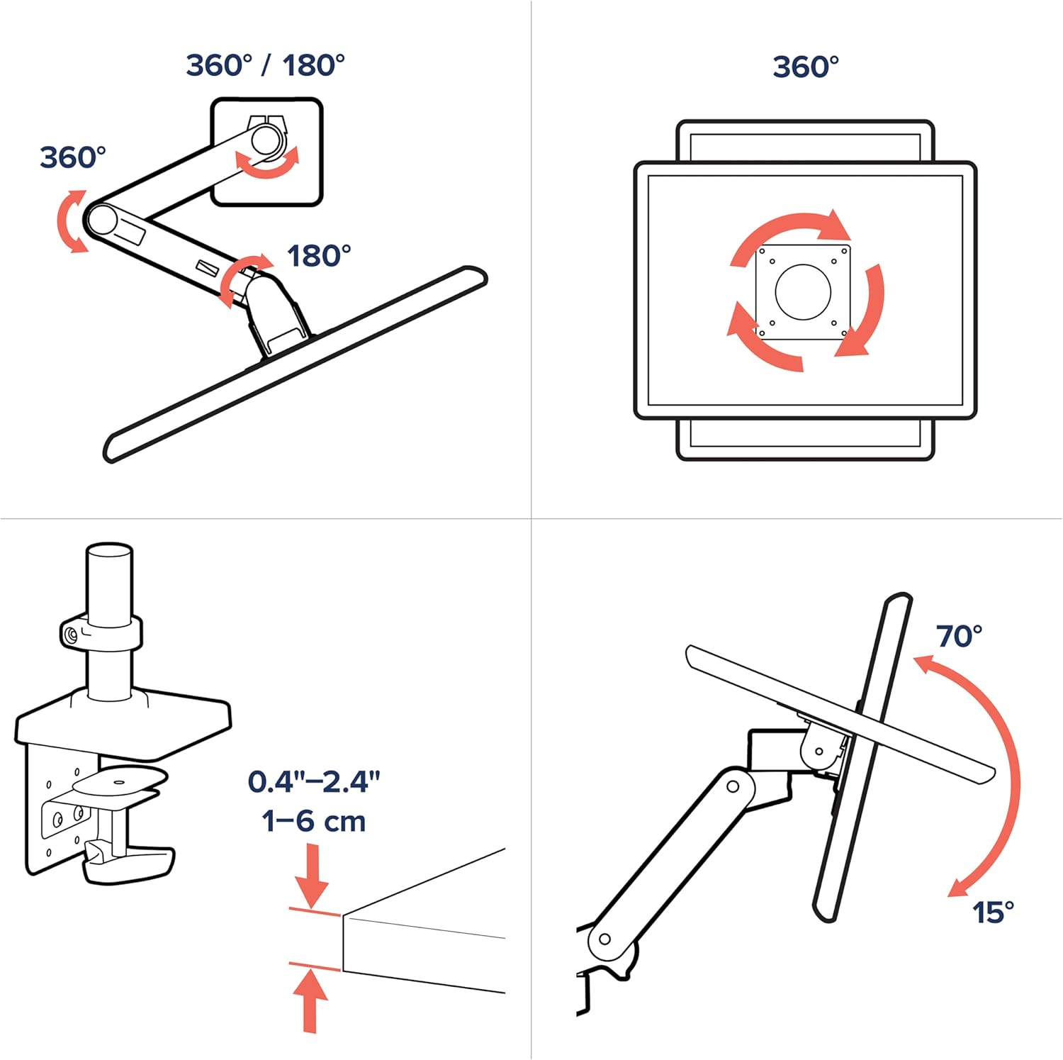 LXPRO ARM SINGLE DISPDESK MOUNT WCB - immagine 8