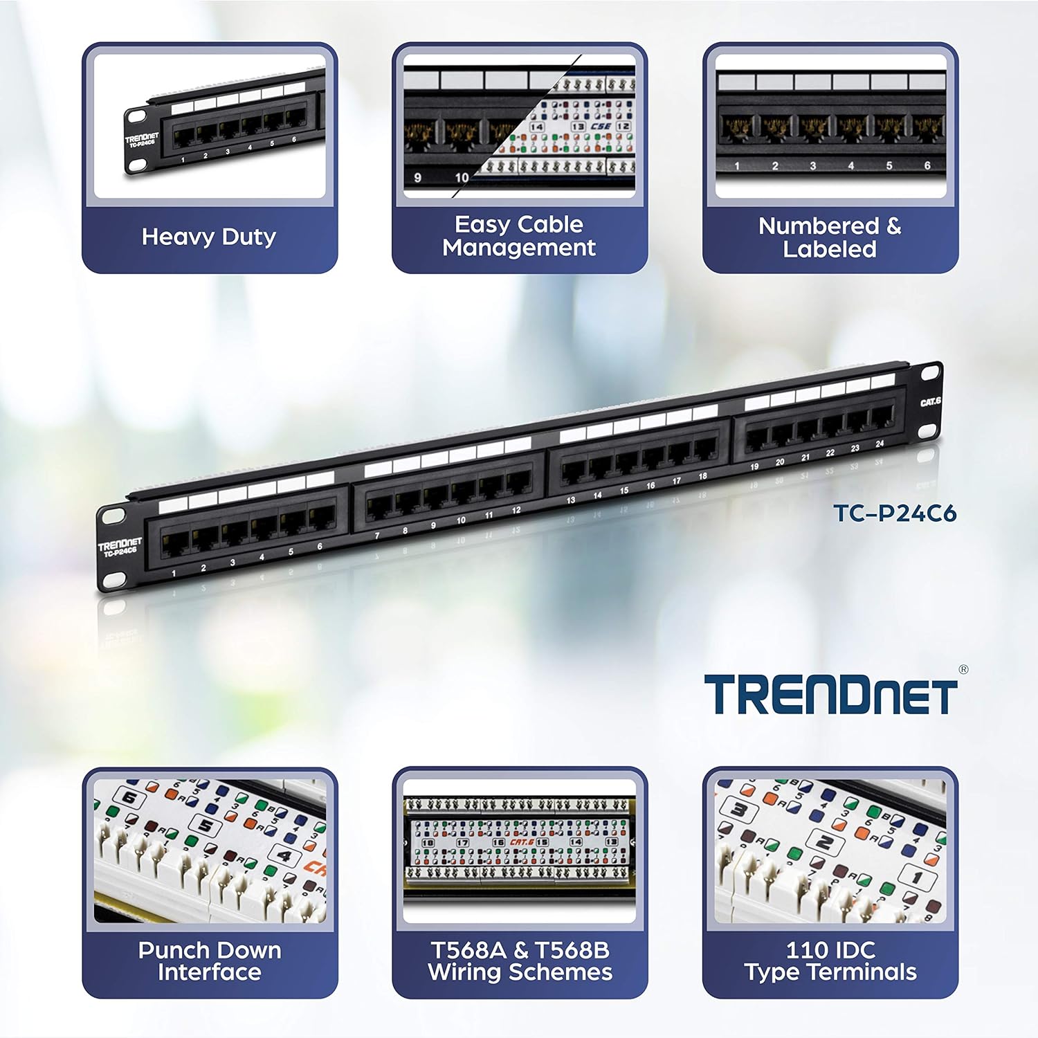 TRENDnet TC-P24C6, Pannello patch non schermato 24 porte Cat6 - immagine 2
