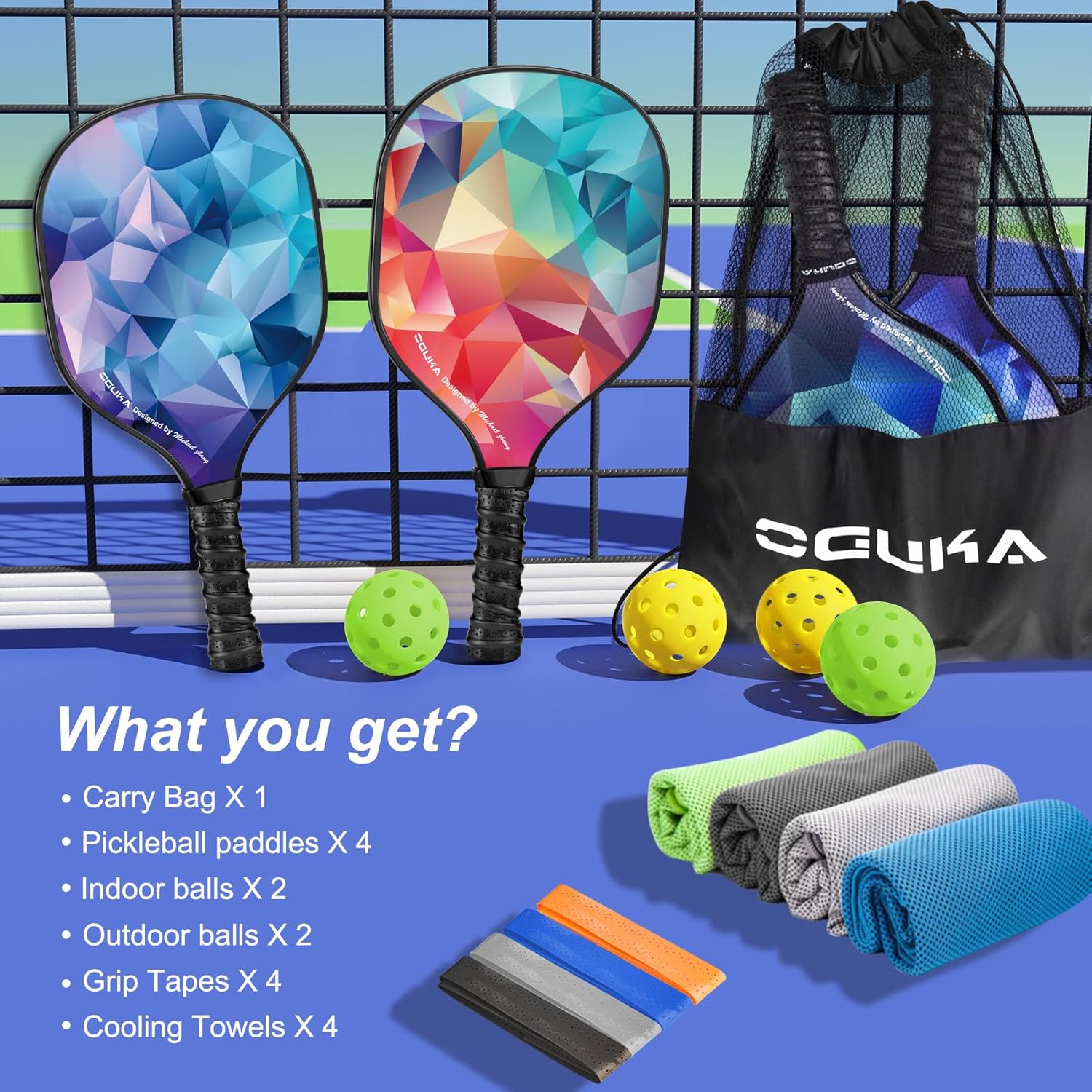 Oguka Set 4 Racchette da Pickleball Leggere USAPA - immagine 6