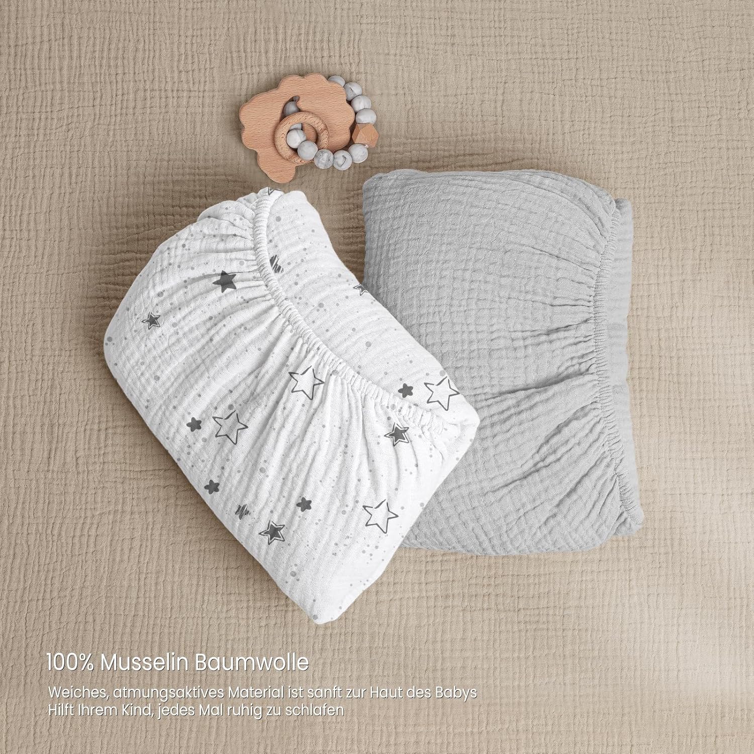 lulumoon Set 2 Lenzuola con Angoli Elasticizzati Mussola - immagine 5