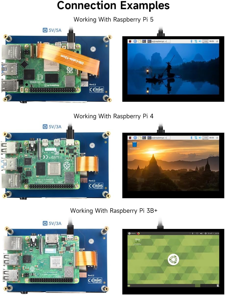 Waveshare Raspberry Pi 5inch Display Touch Capacitivo - immagine 4