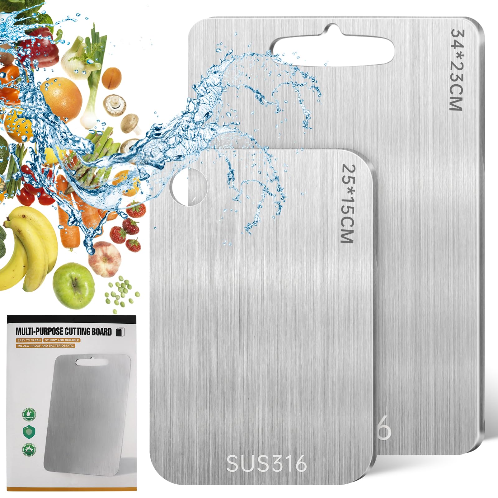 2 Taglieri in Acciaio Inossidabile 316