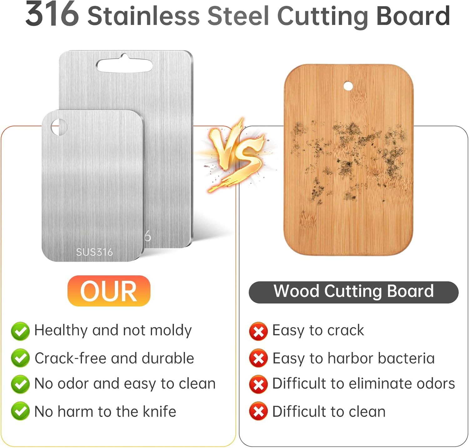 2 Taglieri in Acciaio Inossidabile 316 - immagine 2