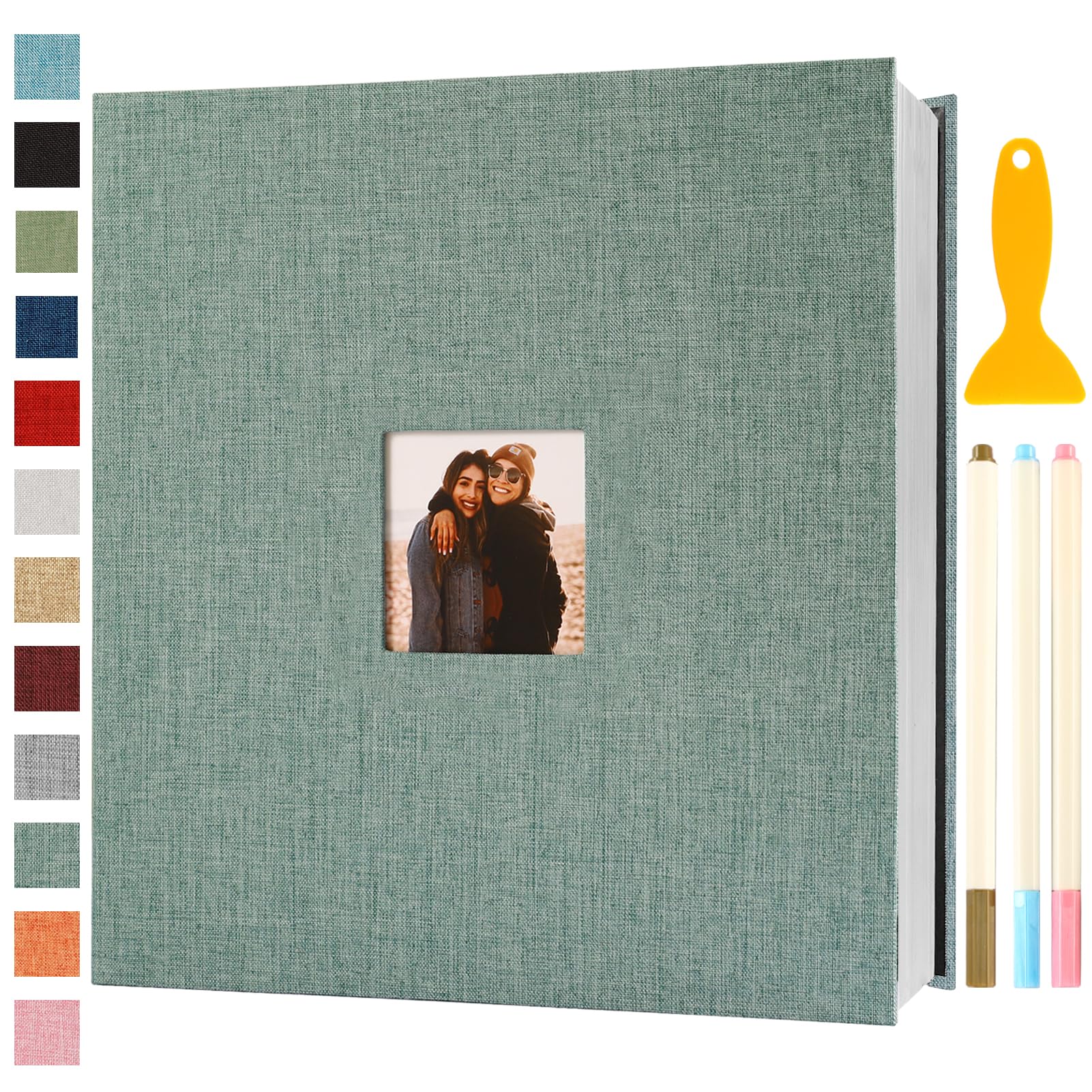 Album Fotografico Autoadesivo 33x32 CM in Lino Verde