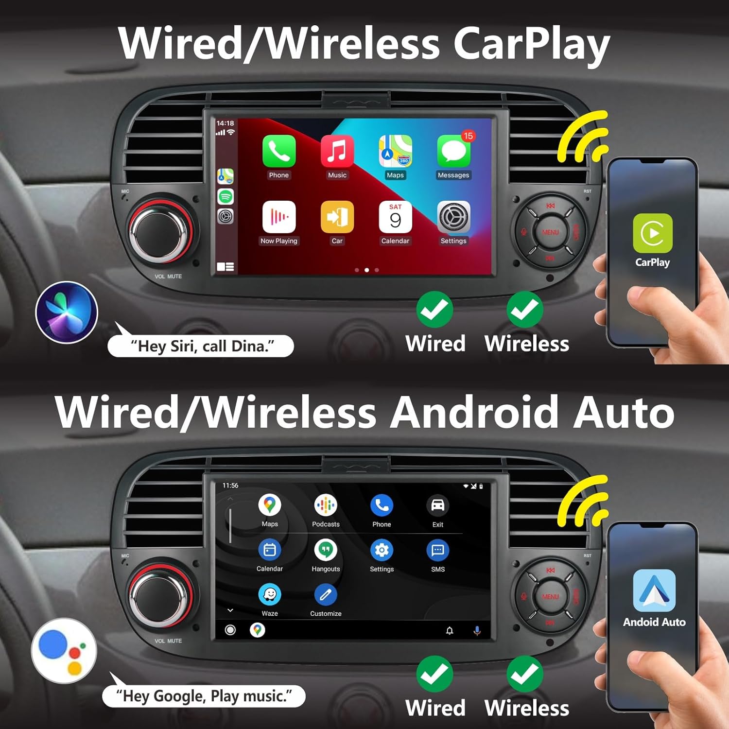 Aphrfamma Autoradio CarPlay/Android Auto per Fiat 500 - immagine 2