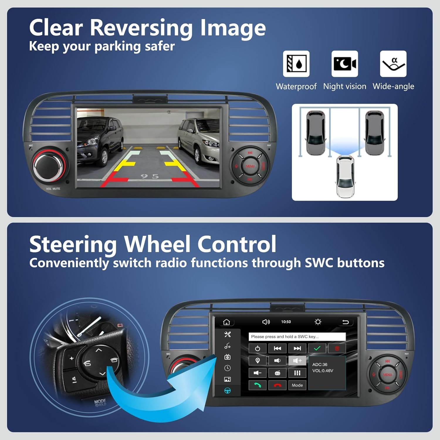 Aphrfamma Autoradio CarPlay/Android Auto per Fiat 500 - immagine 4