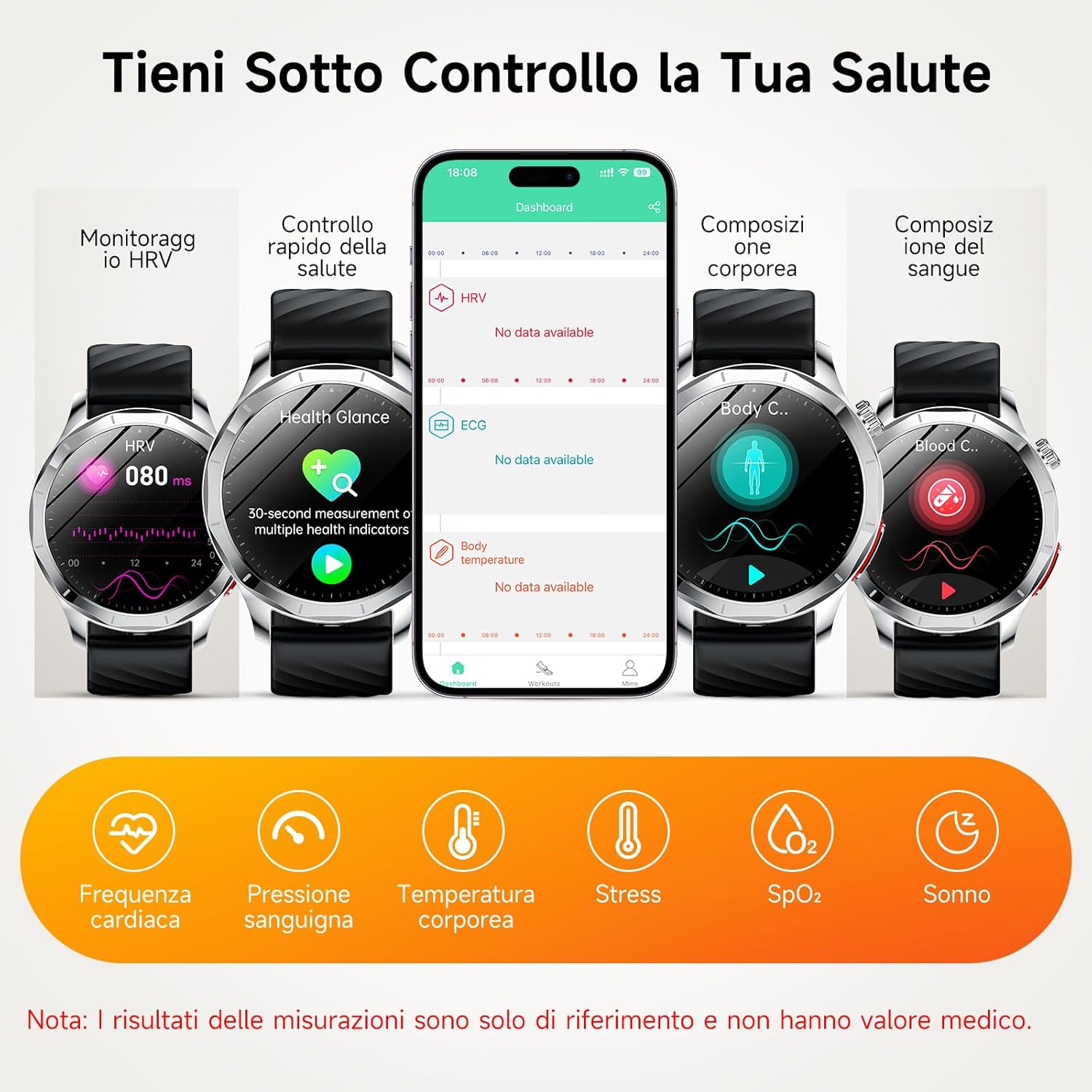 Smartwatch AMOLED 1,43" con ECG/HRV/Pressione Sanguigna - immagine 3