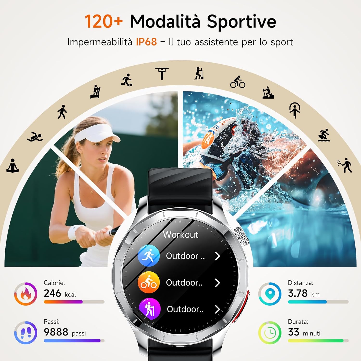 Smartwatch AMOLED 1,43" con ECG/HRV/Pressione Sanguigna - immagine 4