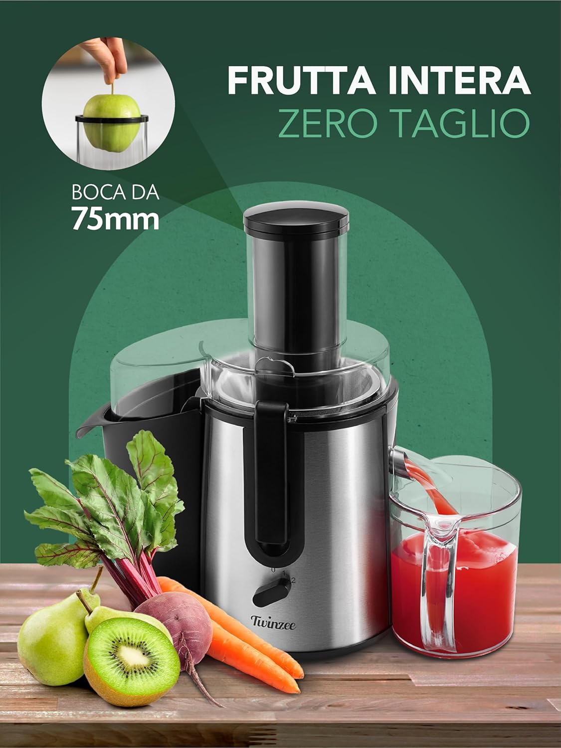 Twinzee Centrifuga 850W Estrattore Frutta e Verdura - immagine 2