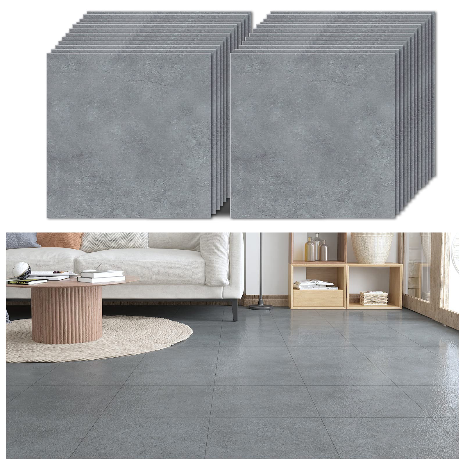 Veelike Pavimento Adesivo Effetto Cemento 1.5mm (24 Pezzi)