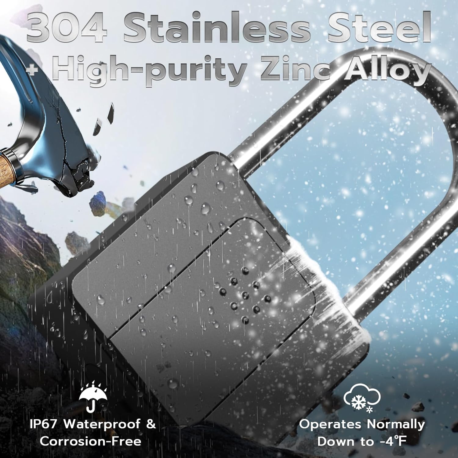 Elinksmart Lucchetto Lungo con Impronta Digitale - immagine 2