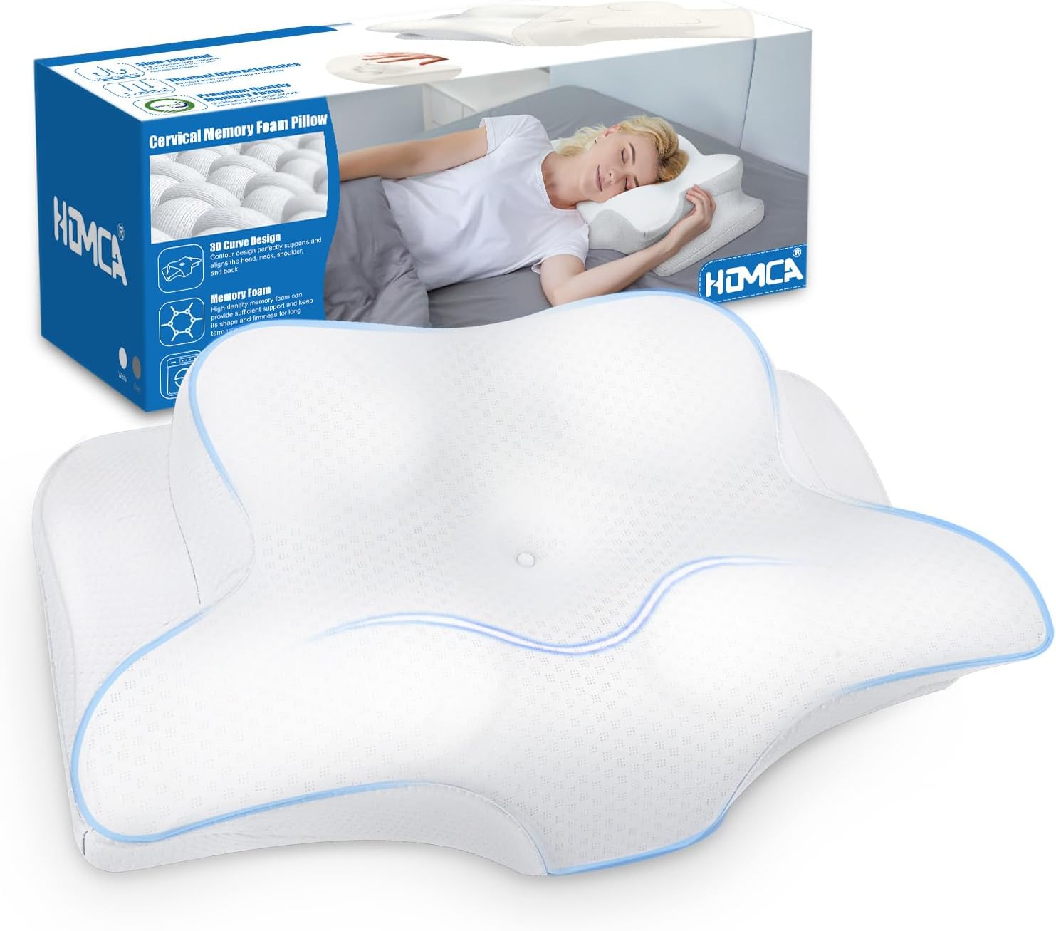 Homca Cuscino Ergonomico in Memory Foam, Bianco
