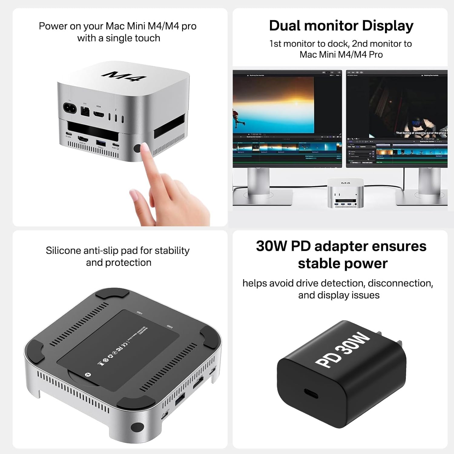 Acasis Mac mini M4 Dock & Stand con Dual-Bay NVMe SSD - immagine 3