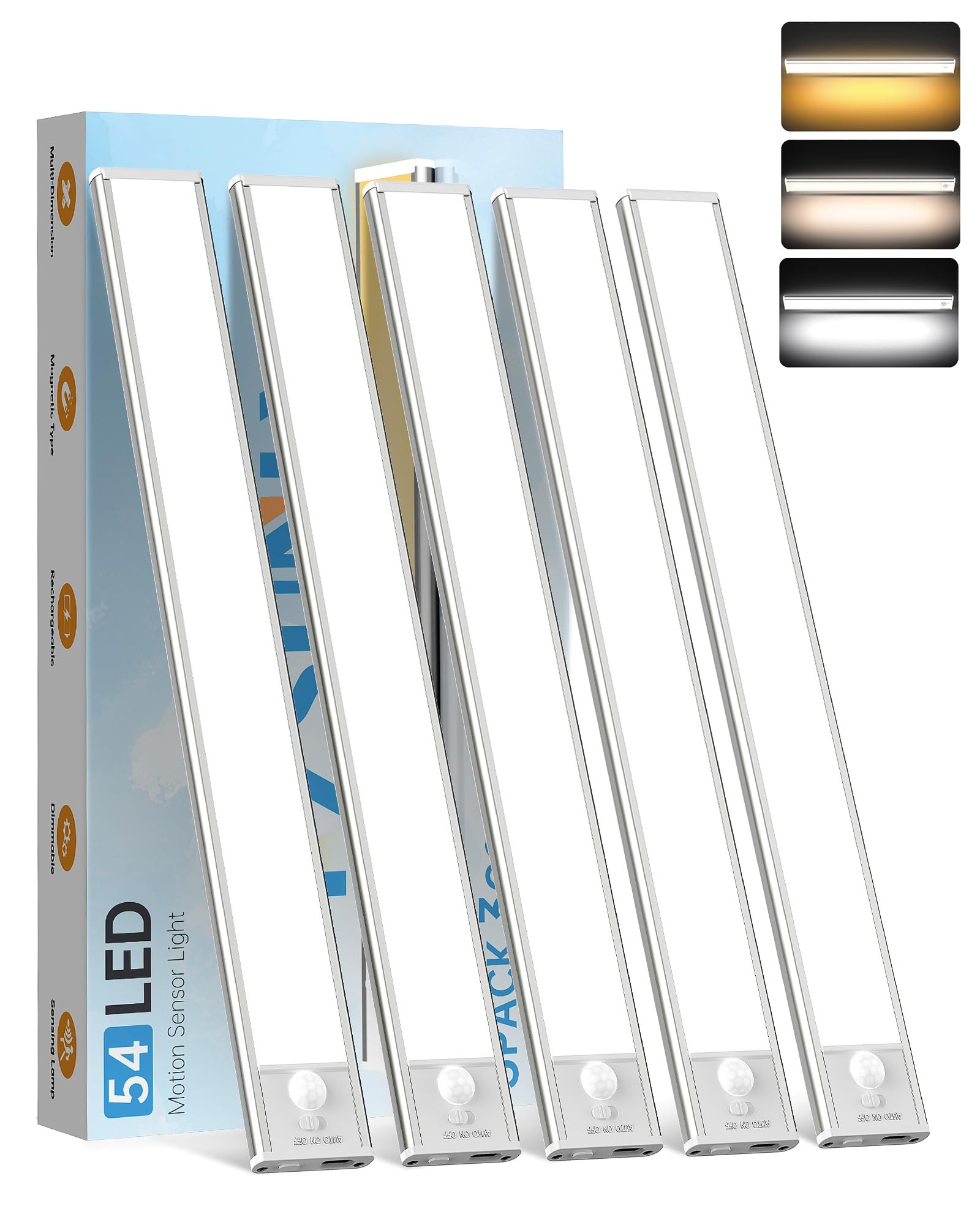 Pzsunly Luci LED Sottopensile Cucina 5 Pezzi 30cm