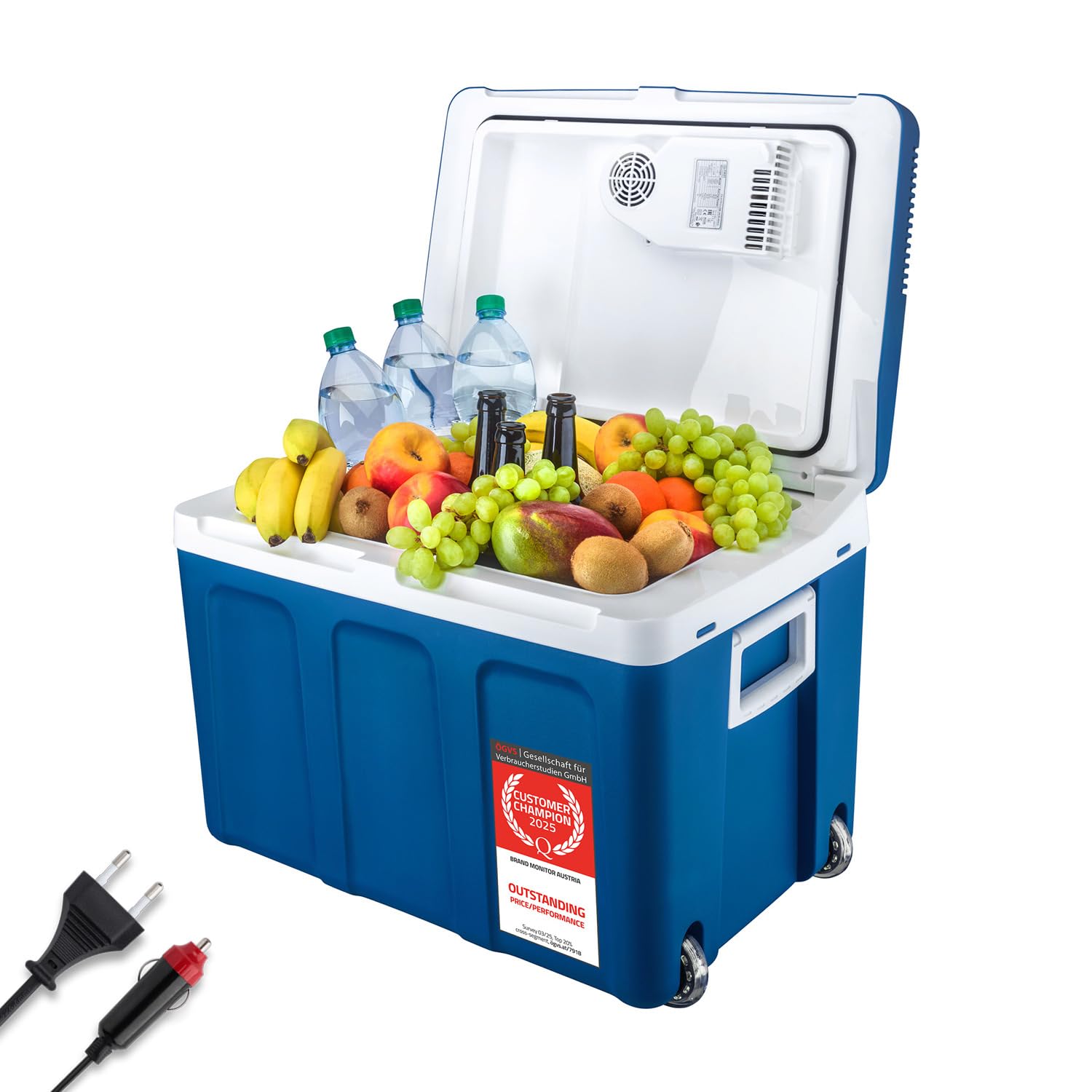 TZS First Austria Frigo Portatile Elettrico 45 litri (raffredda e riscalda) con collegamento a 12 volt (per auto) & 230 volt - blu