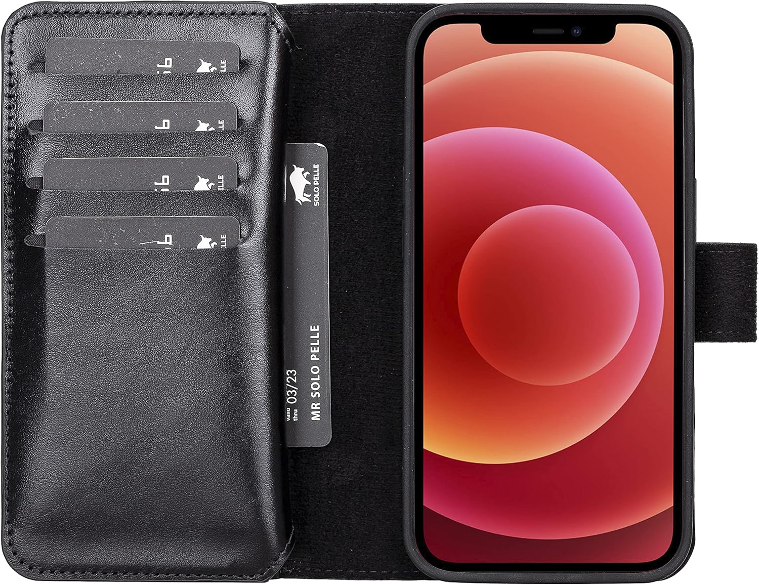 Solo Pelle Custodia iPhone 13 Pro Max 6.7" Harvard Double, Nero - immagine 5