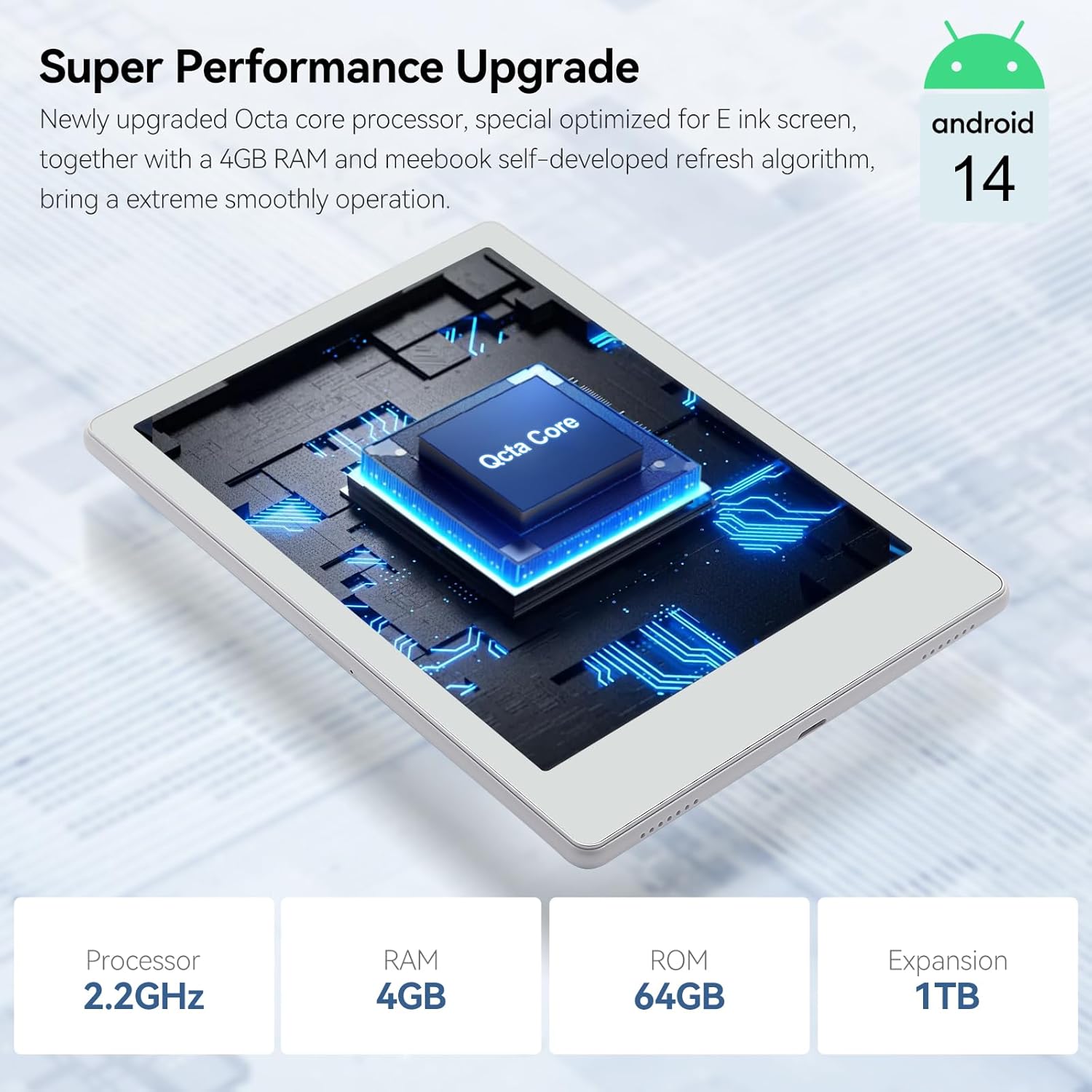 Meebook E-Reader M8 - Schermo Eink Carta 7.8", Bianco - immagine 2