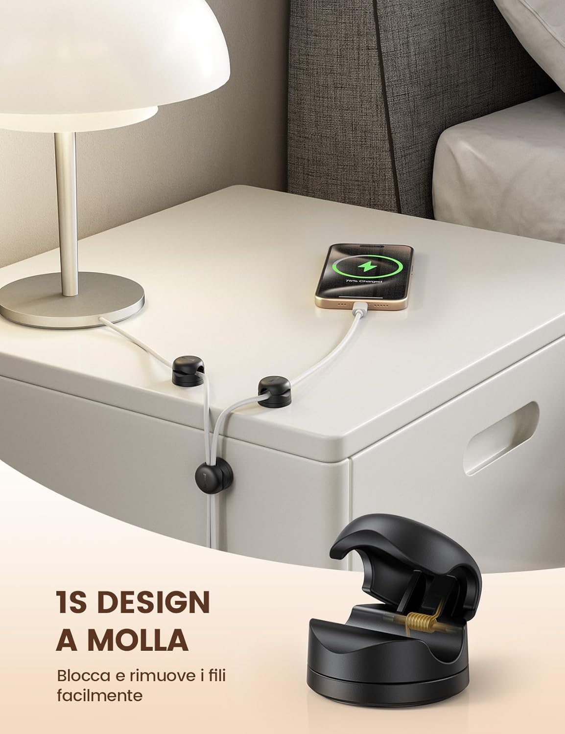 Lamicall Clip per Cavo a Molla - 6 Pezzi, Nero - immagine 5