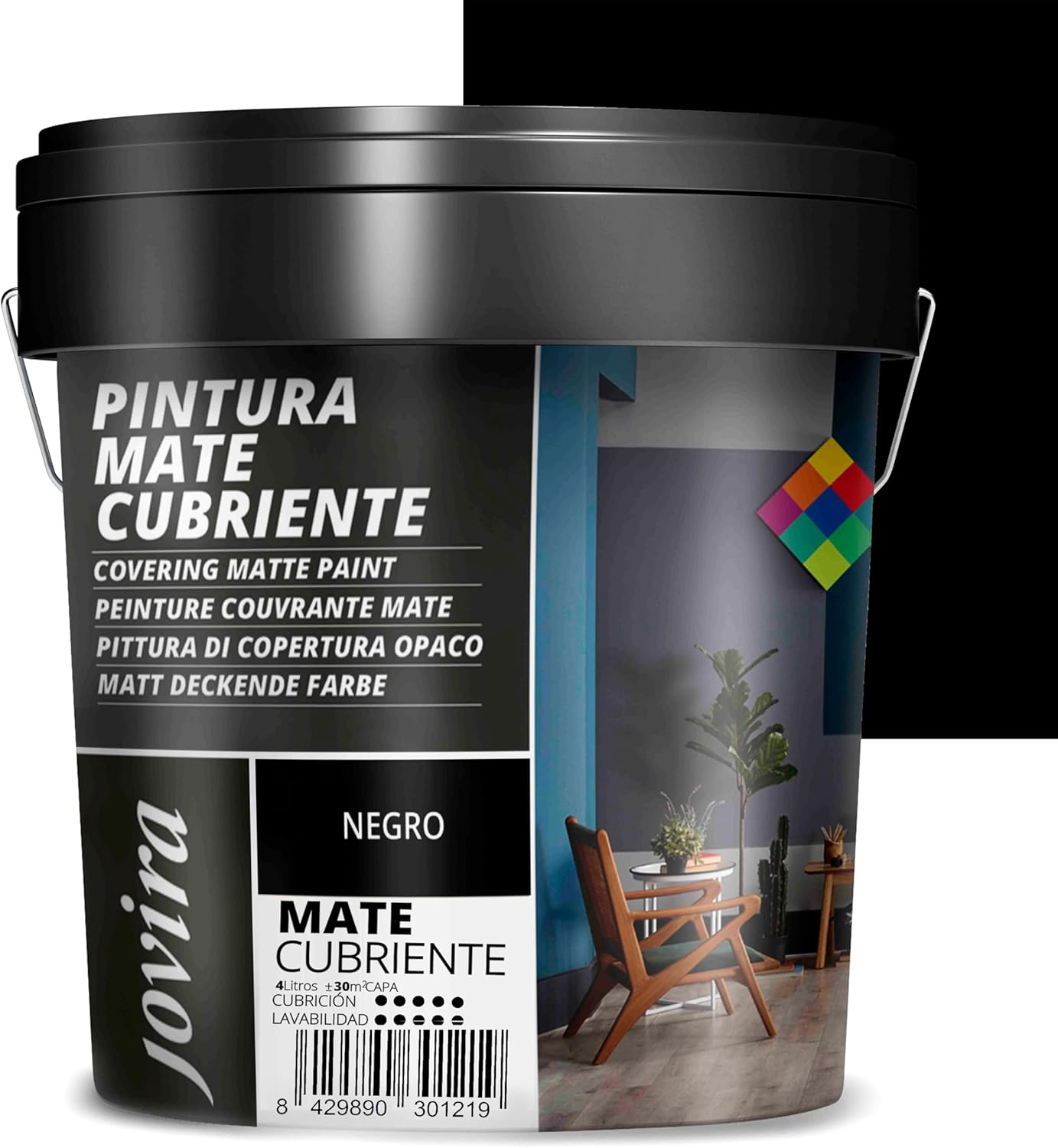 Jovira Pinturas - Pittura Coprente Opaca 4 Litri, Nero
