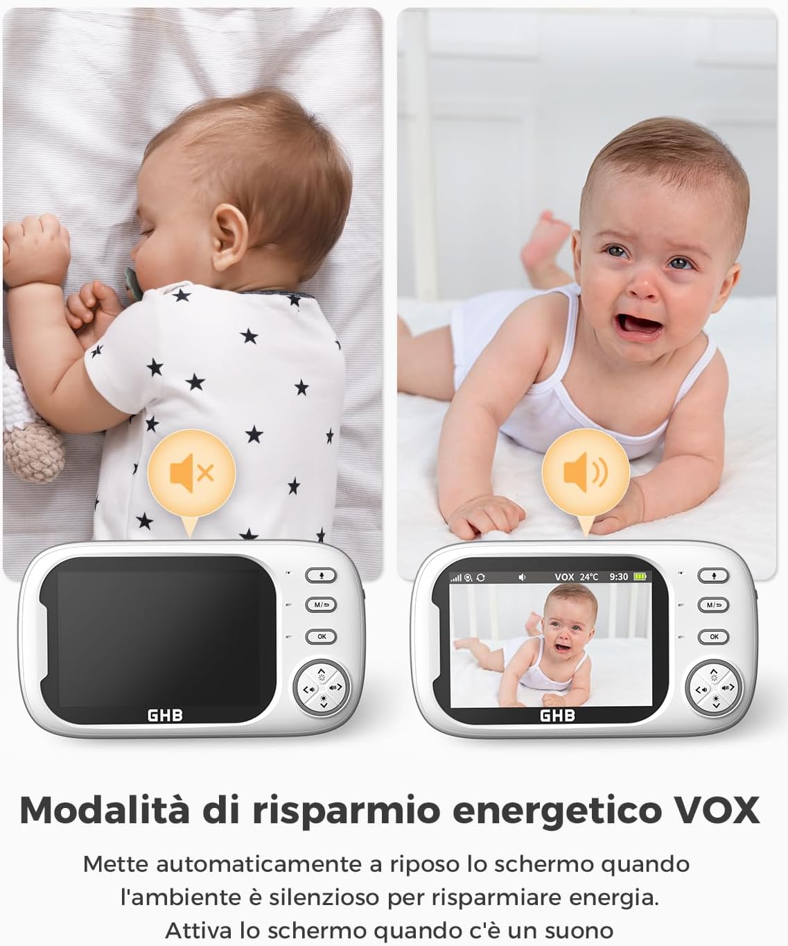 Ghb Baby Monitor Video e Audio 3.5'' 720HD - immagine 3