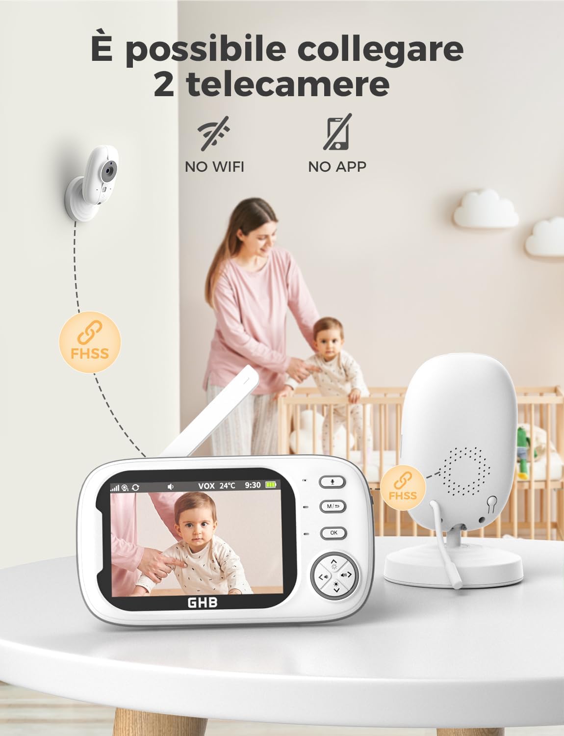 Ghb Baby Monitor Video e Audio 3.5'' 720HD - immagine 6