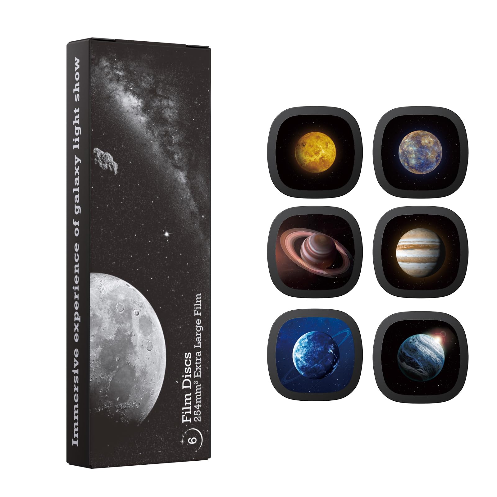 Galaxy Dischi per proiettore – Diapositive Ultra HD compatibile con il proiettore Ainael Galaxy e i modelli SKE-TKQ01 & BL-DQY02 (Pro Version) – Set da 6 dischi (Solar System)