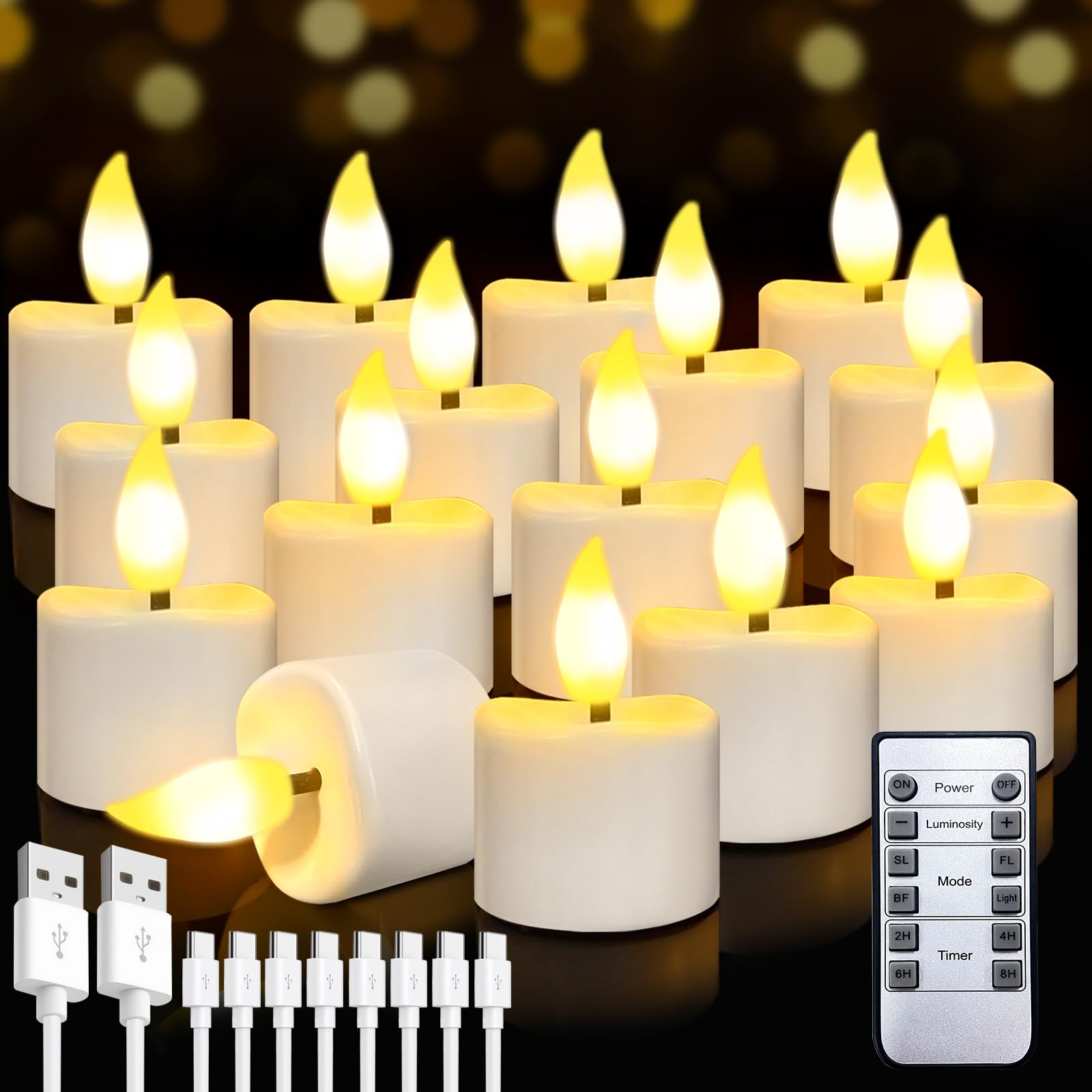 16 Candele LED Ricaricabili Senza Fiamma con Telecomando