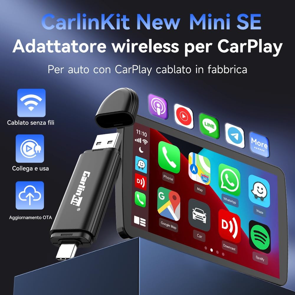 Carlinkit Adattatore Mini SE CarPlay Wireless - immagine 2