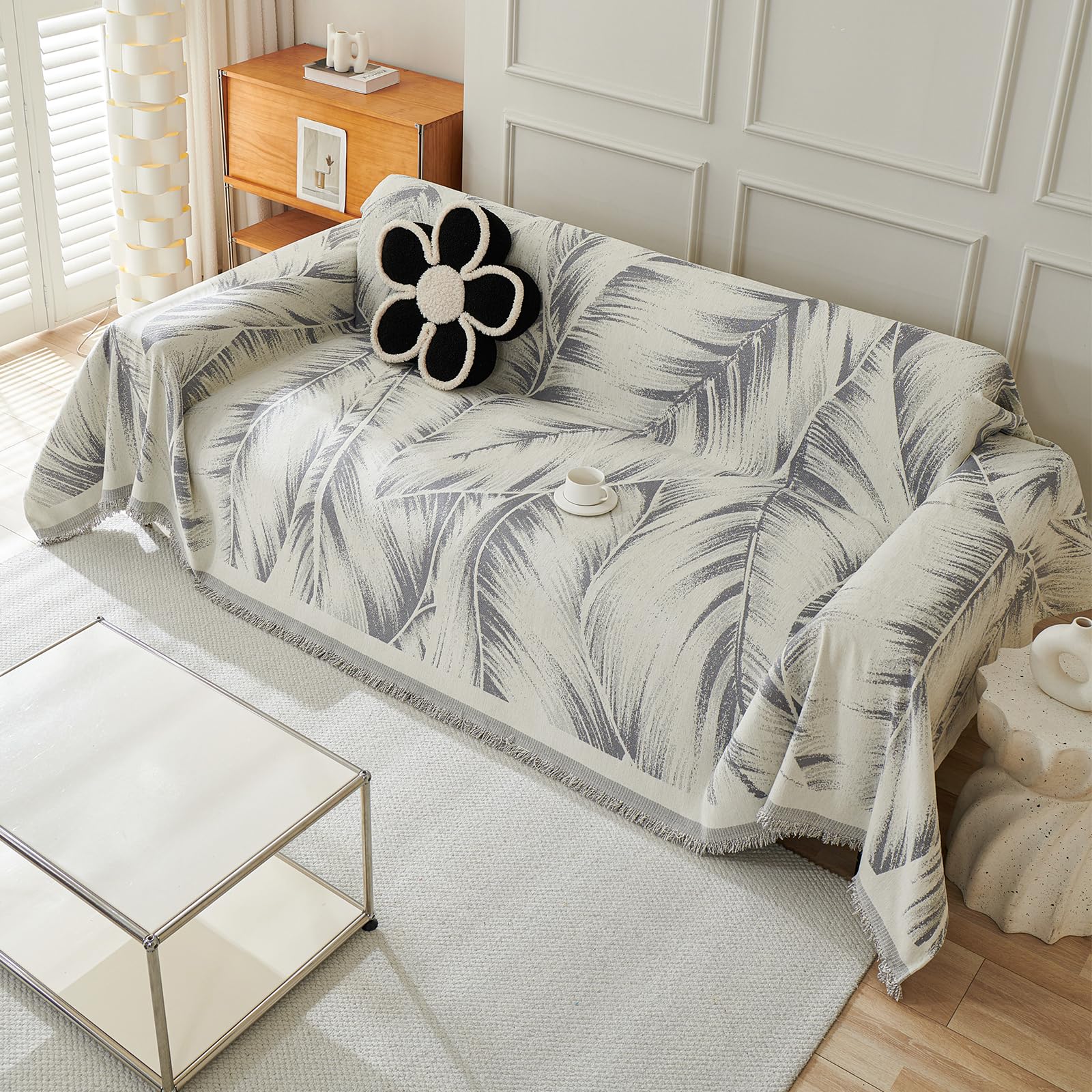 Copridivano Reversibile in Ciniglia 180x380cm, Grigio