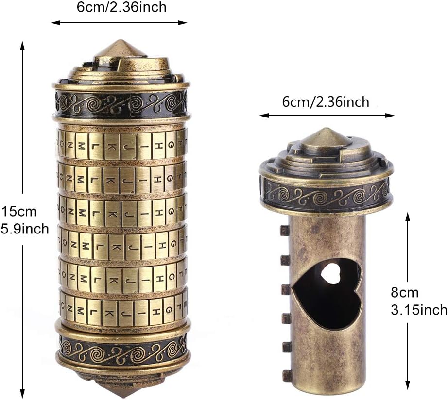 Hztyyier Anello Cryptex con Incisione Codice da Vinci - immagine 2