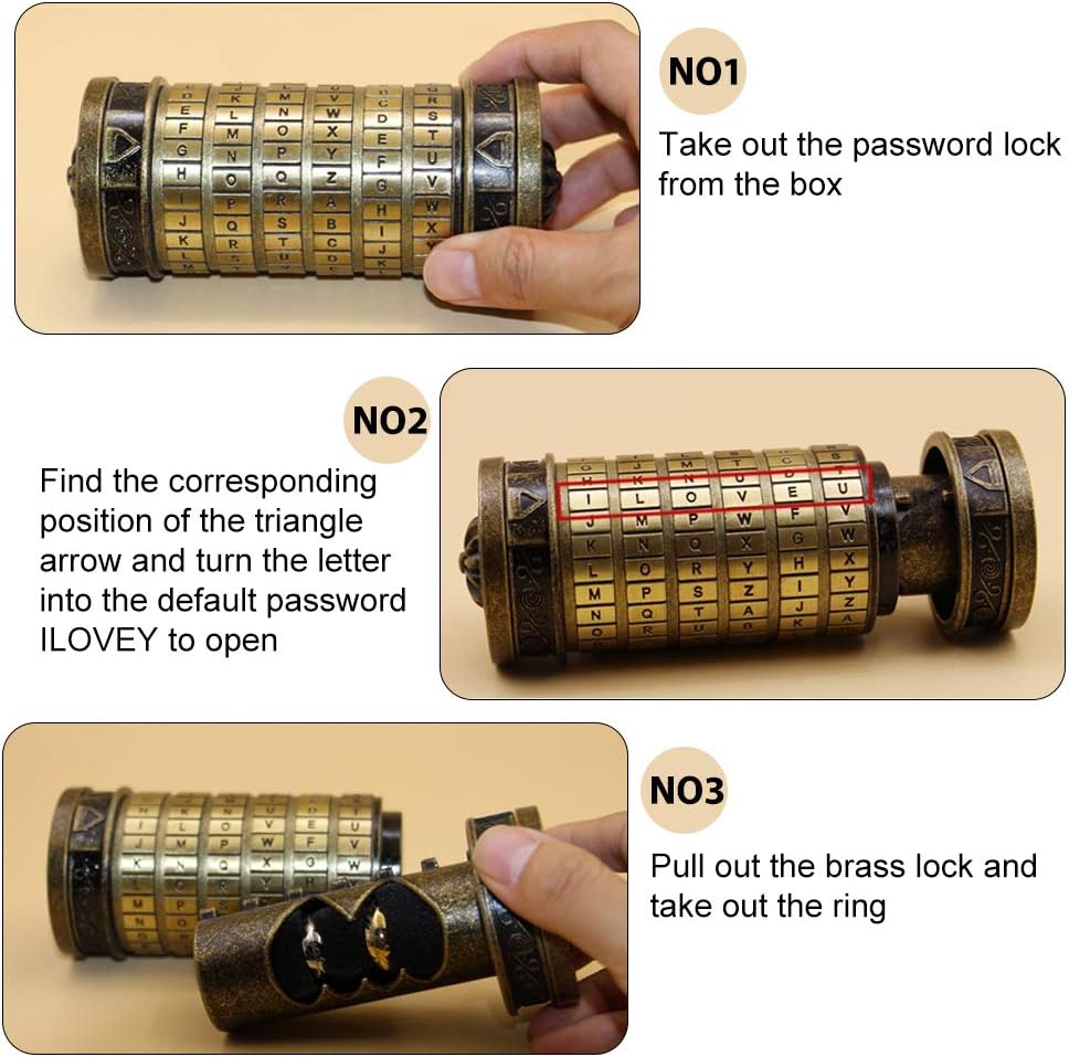 Hztyyier Anello Cryptex con Incisione Codice da Vinci - immagine 4