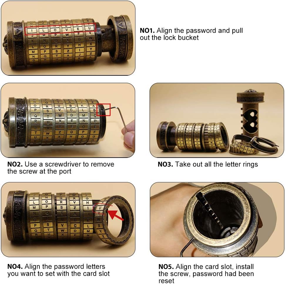 Hztyyier Anello Cryptex con Incisione Codice da Vinci - immagine 5