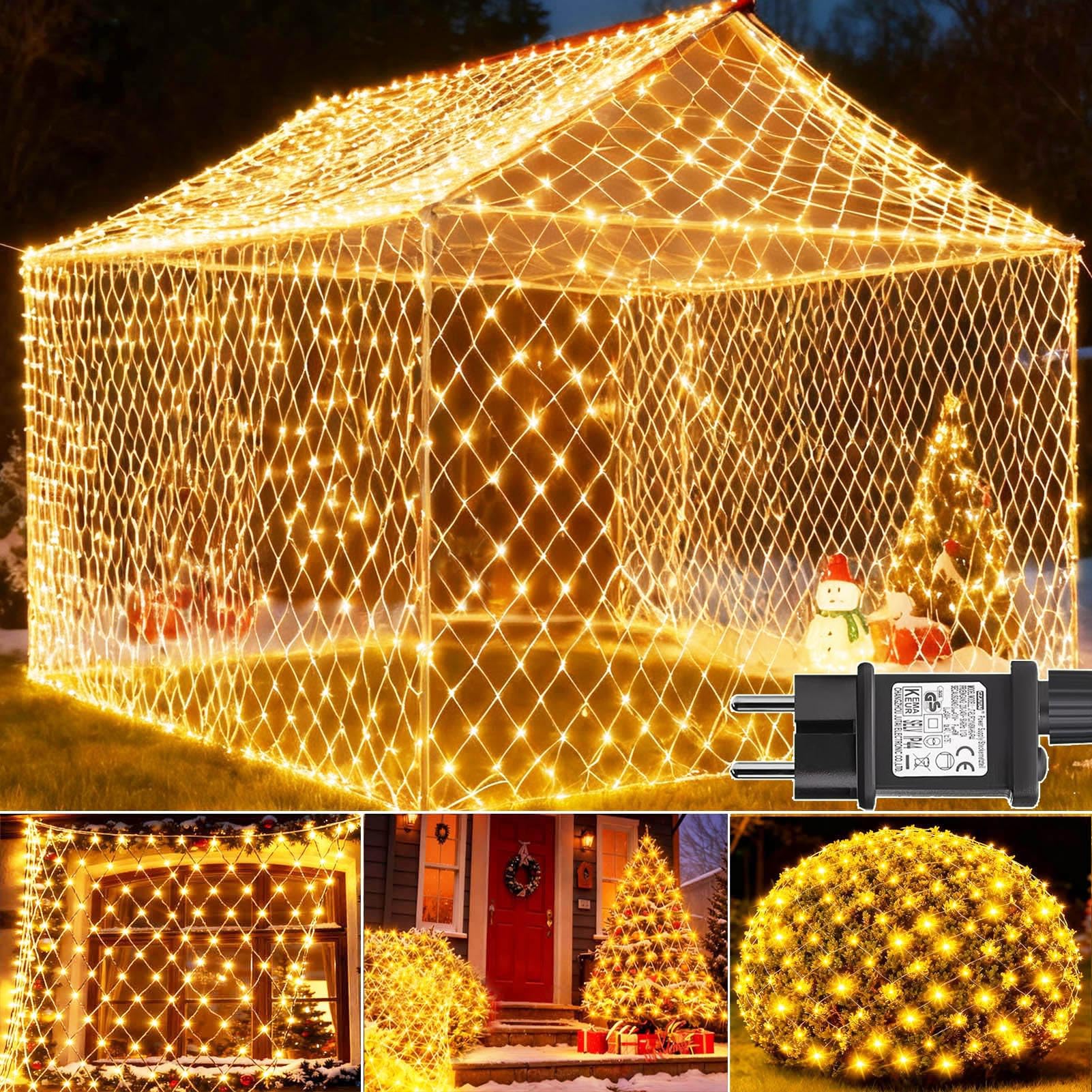 2 Pezzi Rete Luminosa Natale Esterno 3x2M 200 LED