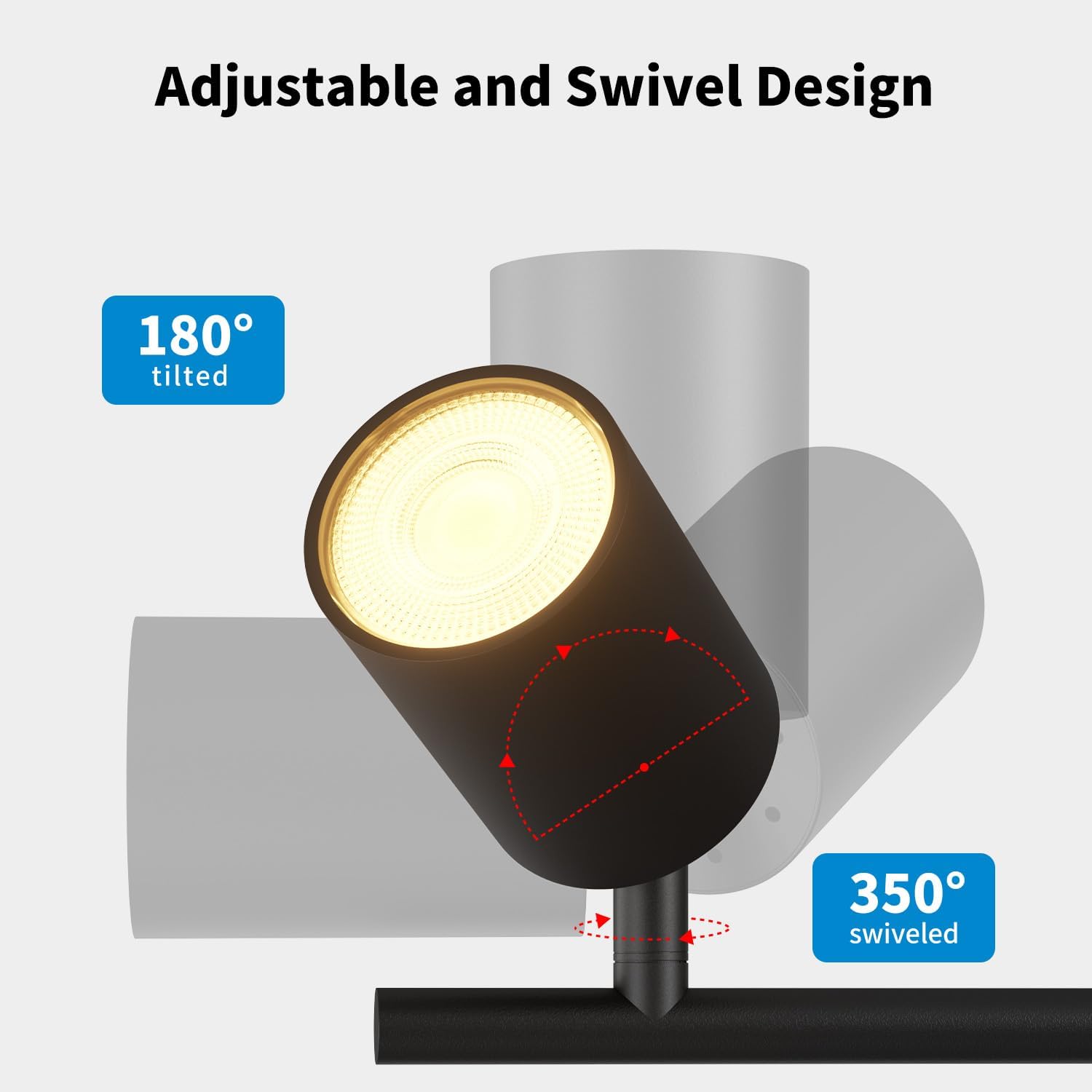 Lvwit Faretti LED da Soffitto Orientabili Nero - 4 Luci - immagine 2