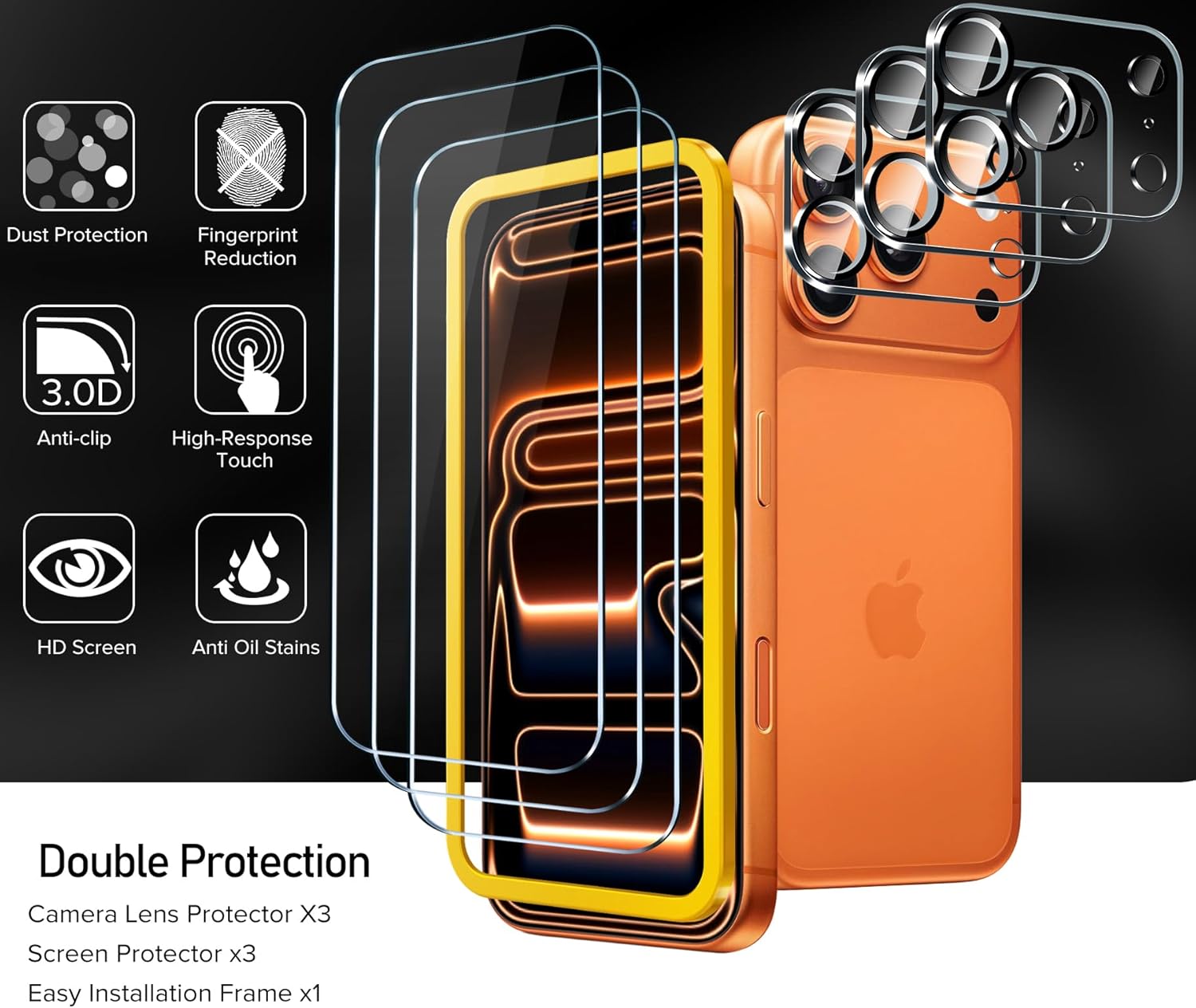 Ivoler 3+3 Pellicole Vetro Temperato iPhone 17 Pro Max - immagine 5