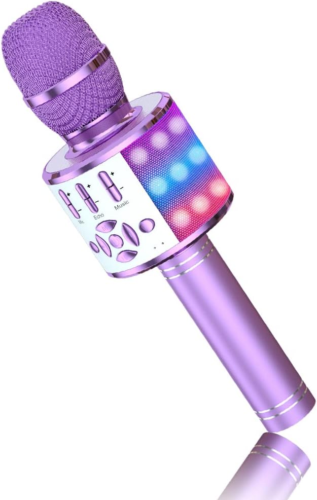 Bonaok Microfono Bluetooth Karaoke Portatile, Viola - immagine 1