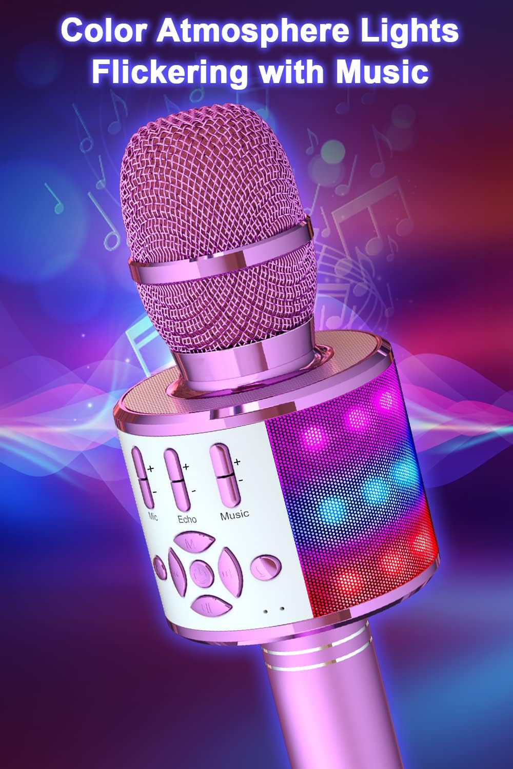 Bonaok Microfono Bluetooth Karaoke Portatile, Viola - immagine 4