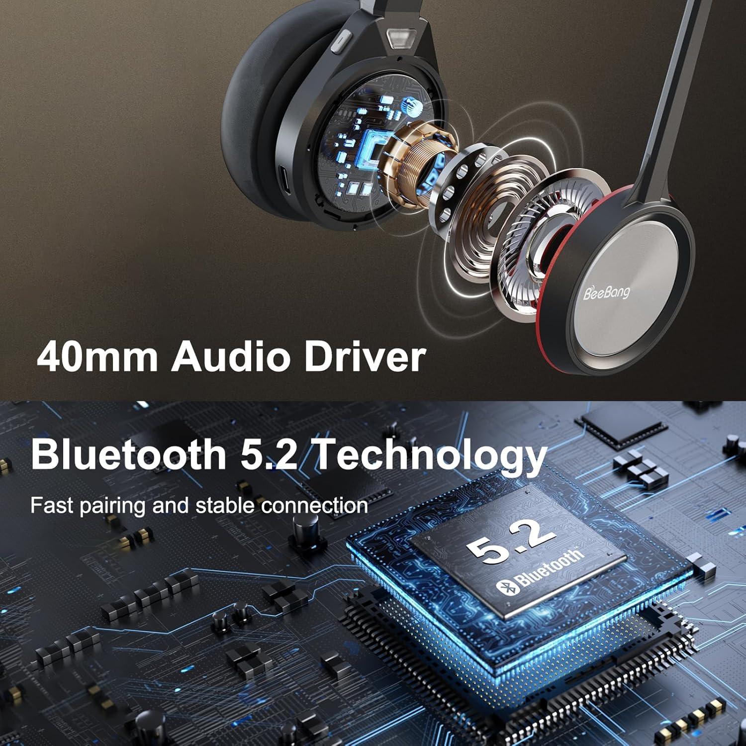 Cuffie Bluetooth con Microfono Noise Canceling - immagine 3