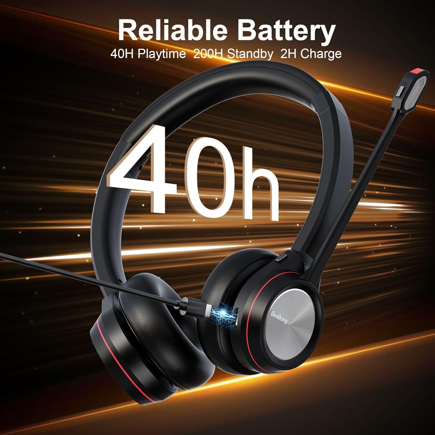 Cuffie Bluetooth con Microfono Noise Canceling - immagine 4