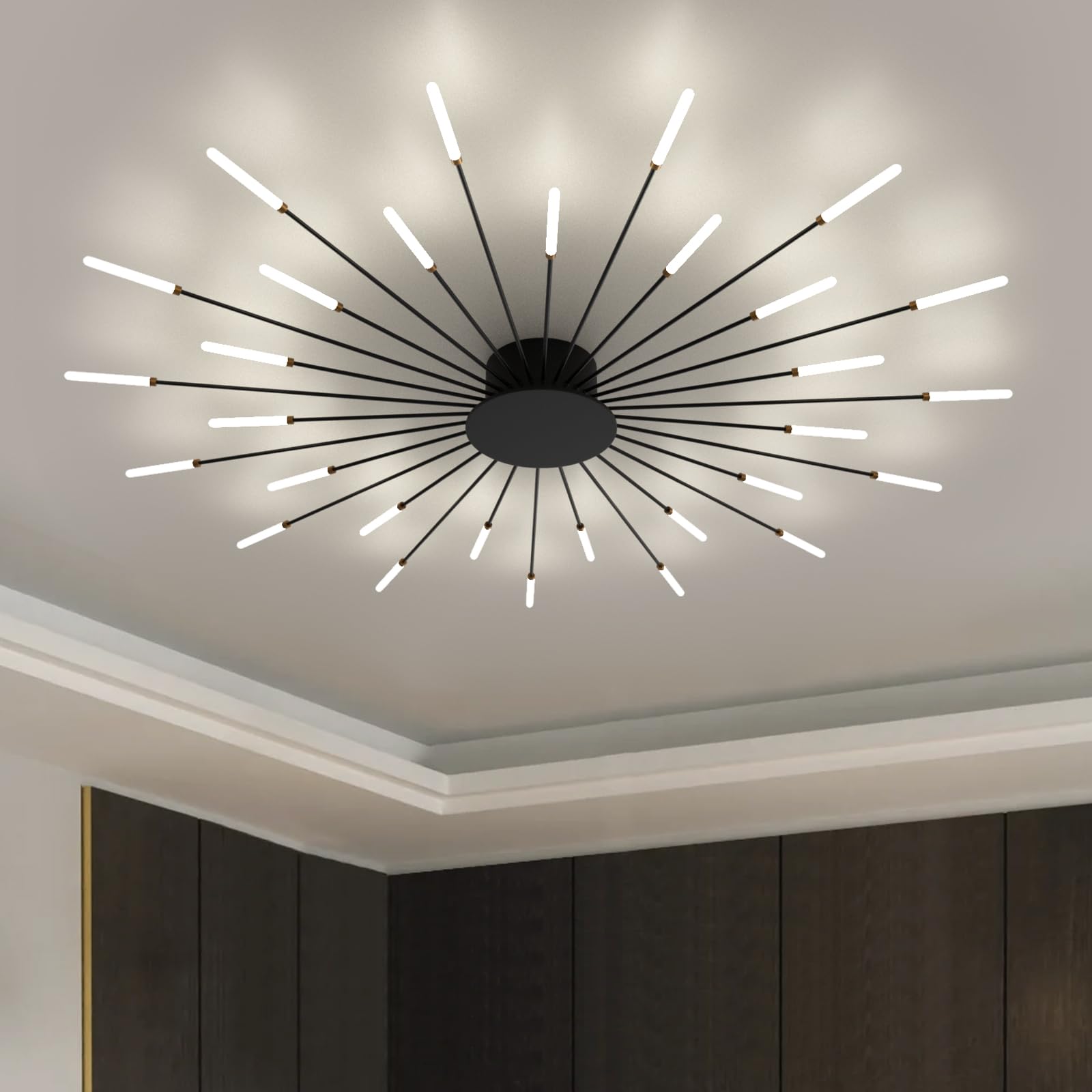 Rrbest Plafoniera LED Soffitto Moderna Acrilico (30 teste, nero)