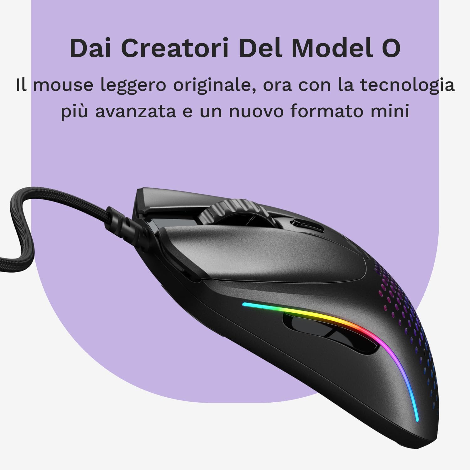 Glorious Model O 2 Mini Mouse Gaming Cablato, Nero - immagine 2