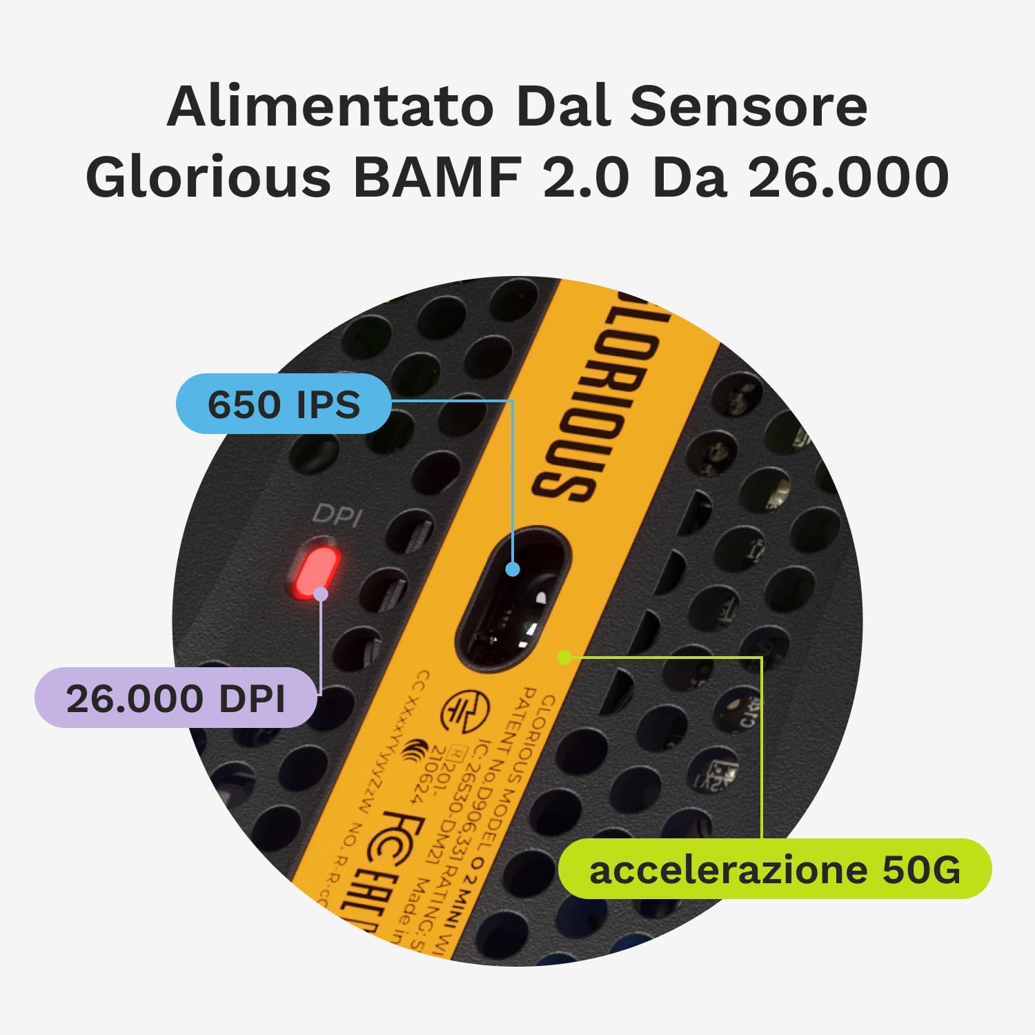 Glorious Model O 2 Mini Mouse Gaming Cablato, Nero - immagine 6