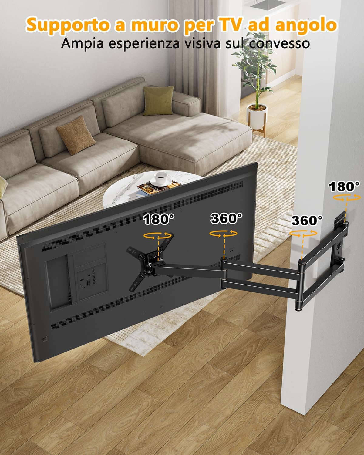 Whyfone Supporto TV Parete Braccio Extra Lungo 1036mm - immagine 2