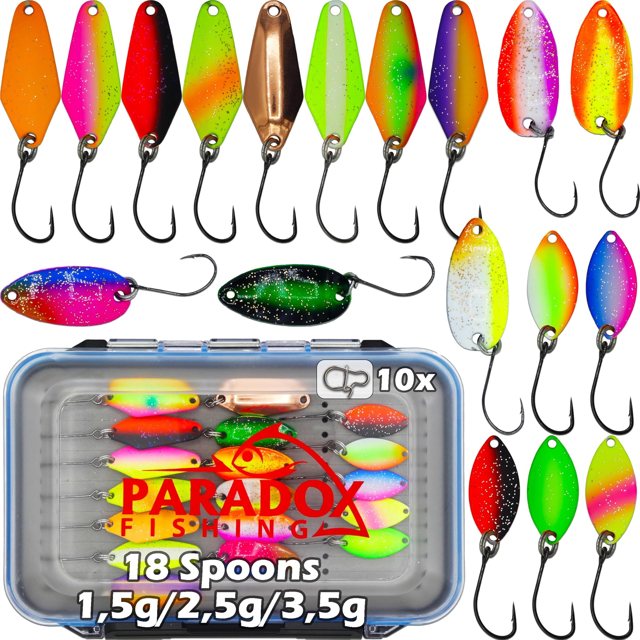 Set di esche per trote con scatola