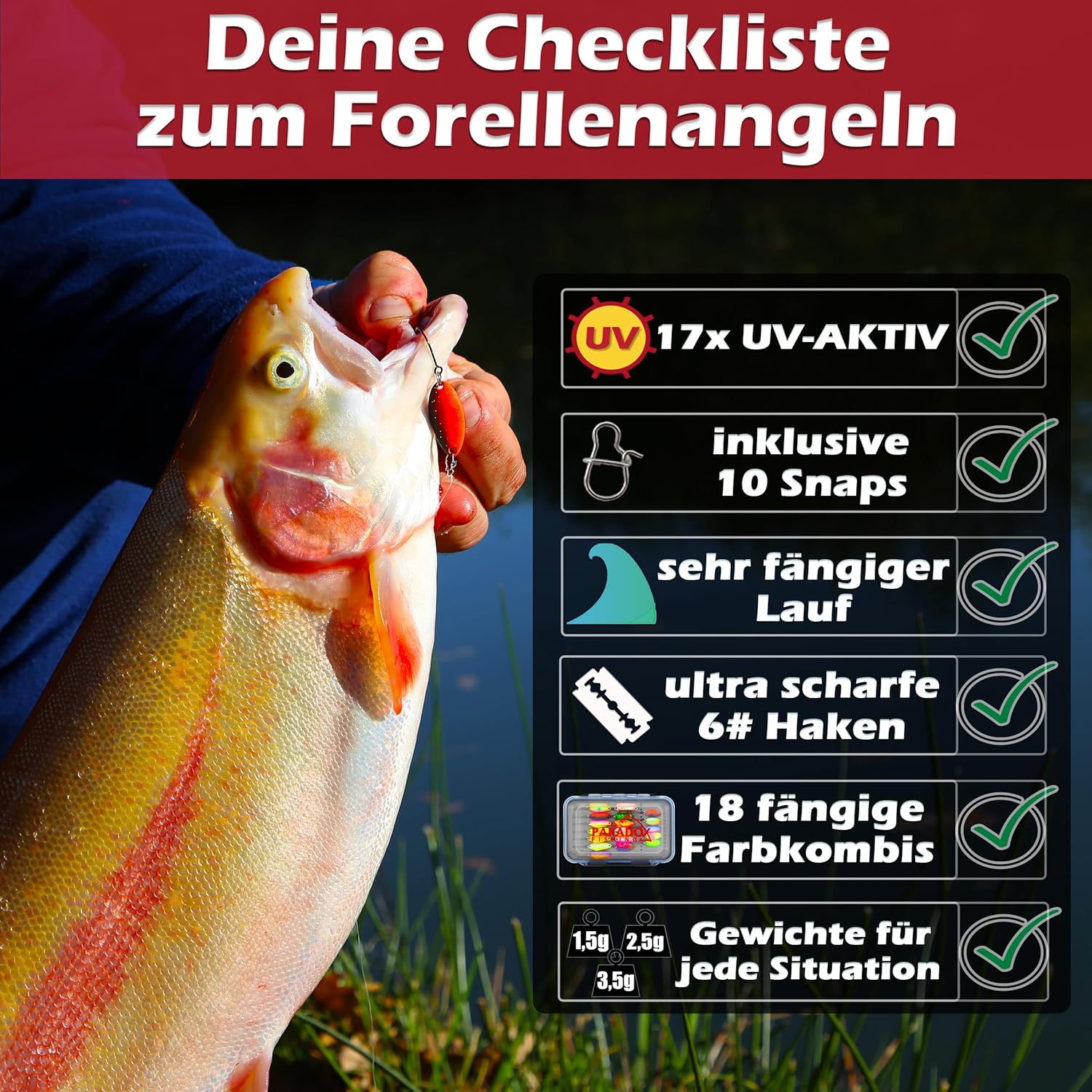 Set di esche per trote con scatola - immagine 2