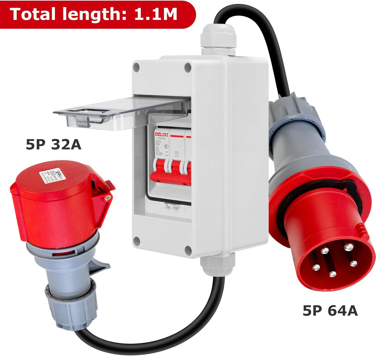 Adattatore CEE 63A a 32A IP44 con Interruttore - immagine 2