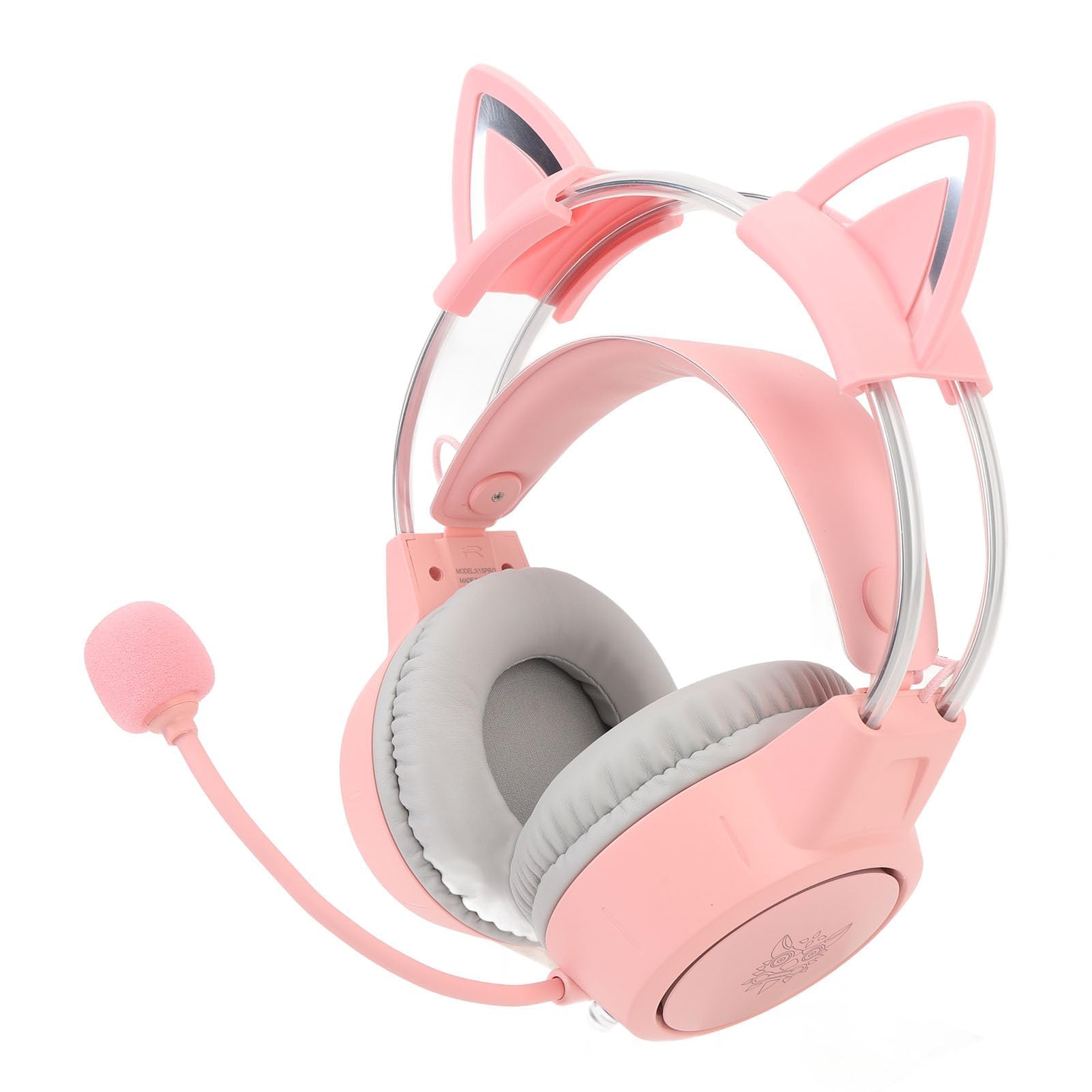 Cuffie da Gioco Cat Ear con Microfono Cuffie con Luce RGB Sopra L'orecchio Cuffie Cablate Leggere con Archetto Regolabile per PC Portatili