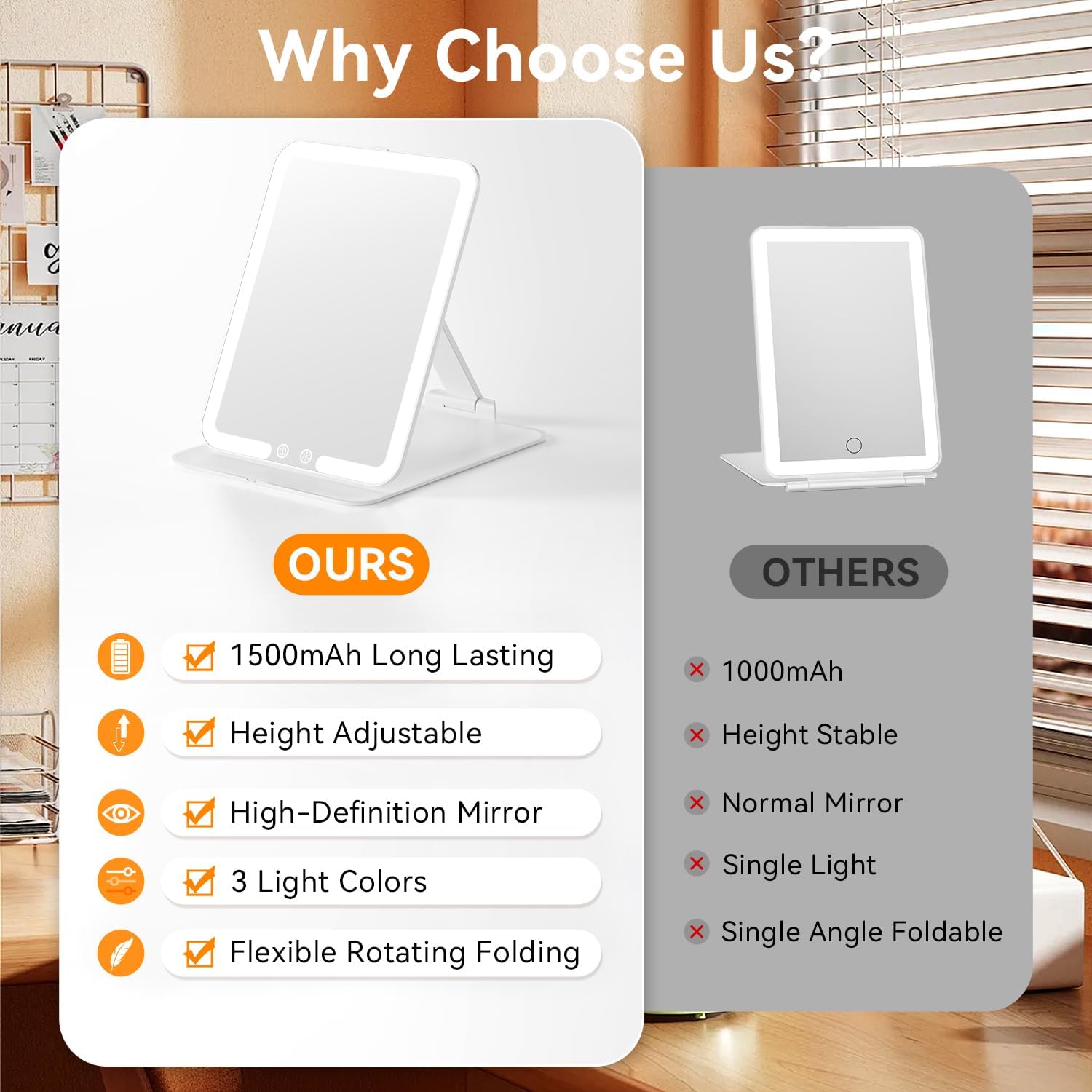 Auxmir Specchio Trucco con Luci Ricaricabile - immagine 2